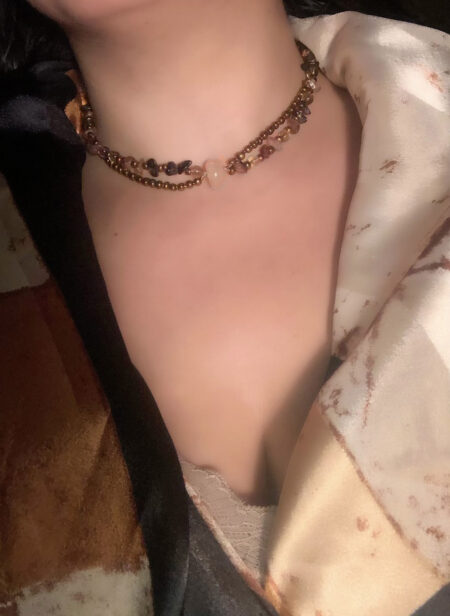 Handmade High Quality Double Made Choker Precious Stone Pendant Semi Precious And Fine Beads - شوكر مزدوج  مصنوع من الأحجار النصف كريمة والخرز الناعم صناعة يدوية عالية الجودة