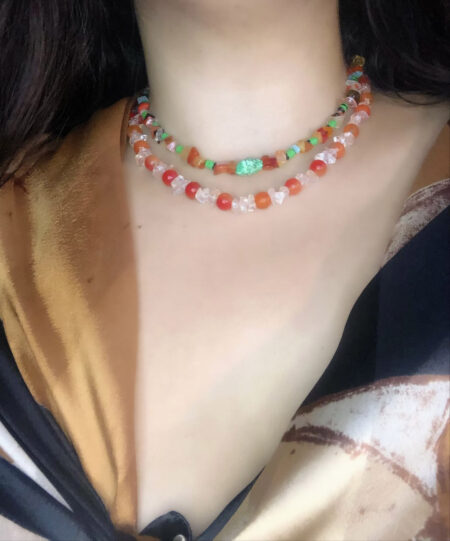 Handmade High Quality Double Necklace Semi Precious Stones Fine Beads - قلادتين من الأحجار شبه الكريمة والخرز الناعم صناعة يدوية عالية الجودة