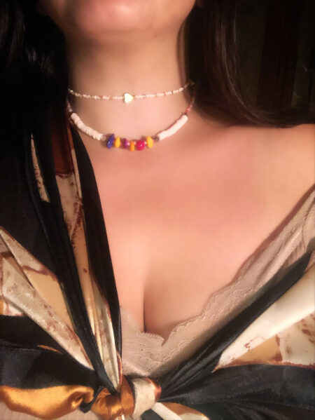 Handmade High Quality Heart Shaped Choker And Fimo Necklace Shell Beads Precious Stones - شوكر على شكل قلب وعقد فيمو خرز من الصدف و الأحجار كريمة صناعة يدوية عالية الجودة
